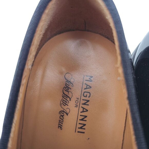 Magnanni Saks Fifth Ave Black Patent Leather Dress Shoes Men 11.5 Formal Oxfords - Picture 15 of 15